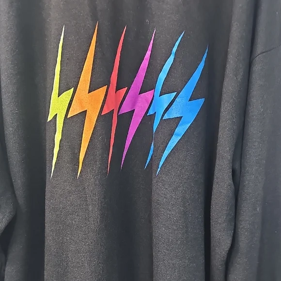 Rare Aviator Nation 5 Bolt Rainbow Graphic Boyfriend Sweatshirt XL - Picture 4 of 11